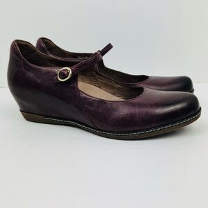 Dansko Loralie Mary Jane Wedges. Wine Burnished Calf leather. Women’s size 42.